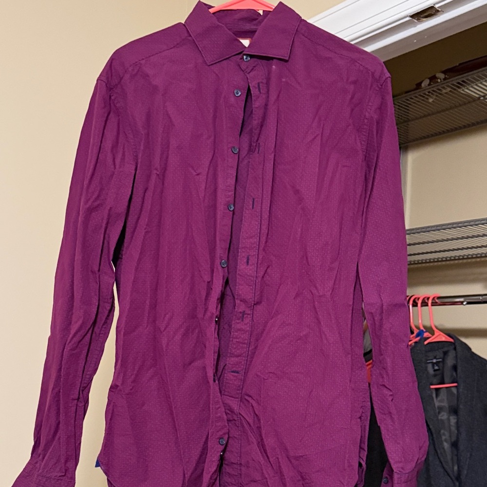 Elegant Men's Burgundy Dress Shirt